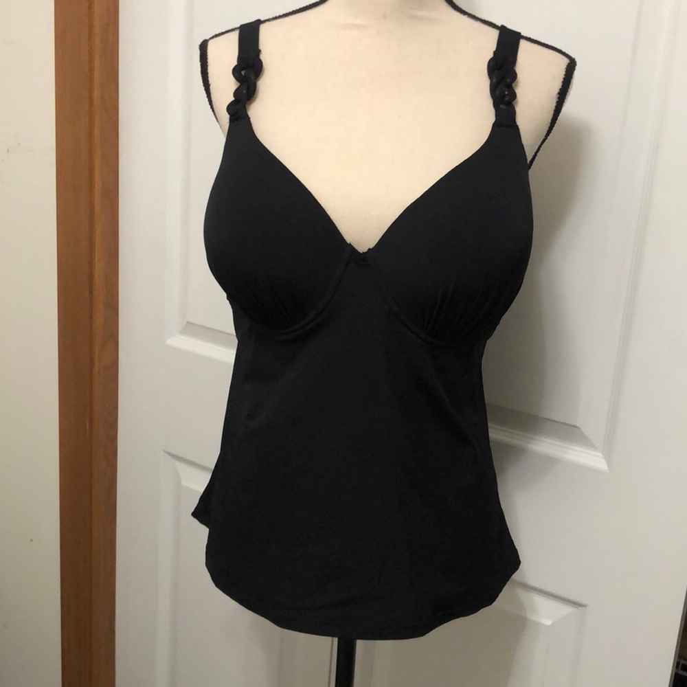 SPANX Women’s Tankini, Black, 14D-DD, Adjustable Straps, Wired Cups